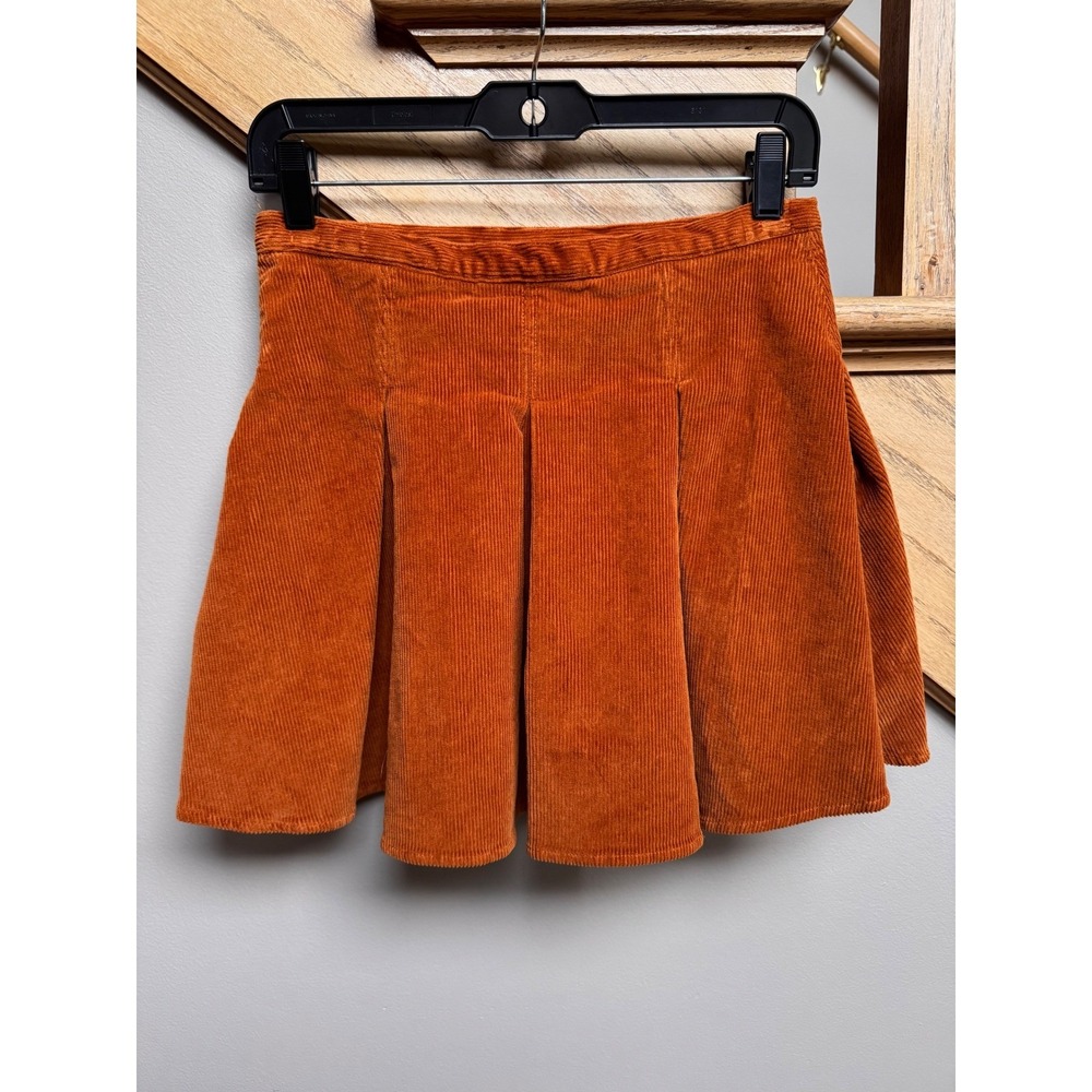 SO Womens Corduroy Mini Skirt Size S Burnt Orange Pleated Preppy Academia‎ Y2K